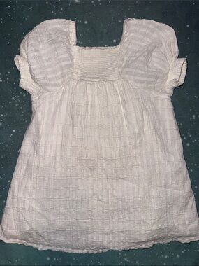 Zara girls White Smocked Square-Neck Puff Sleeve Top / dress 3 4
